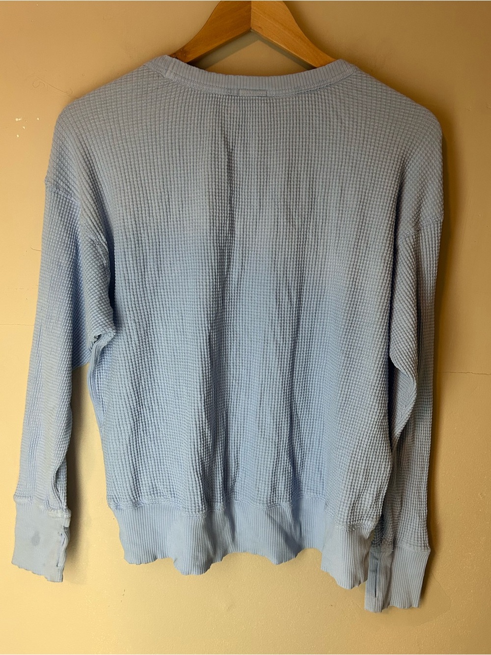 Aerie Wow! Relaxed Waffle Knit Long Sleeve Size XS Oversized Fit Henley - Picture 9 of 12